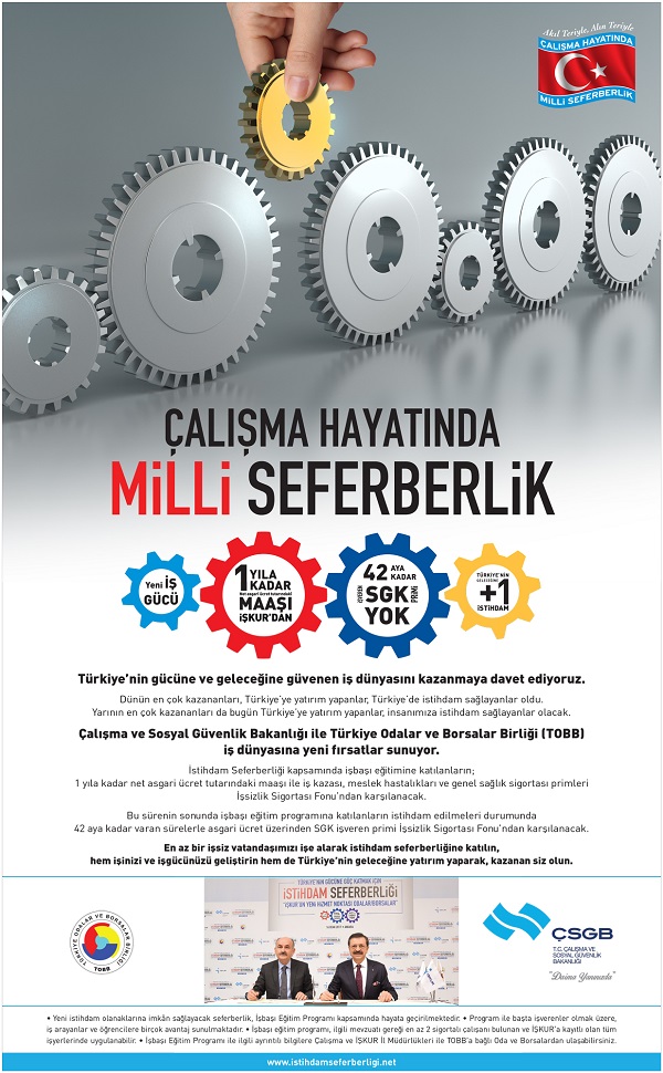 TÜRKİYE'NİN GELECEĞİNE SENDE 1 İSTİHDAM SAĞLA